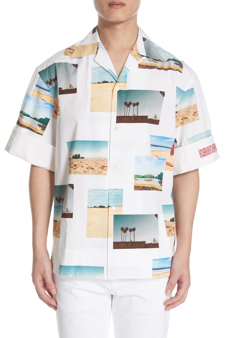 Print Sport Shirt, Main, color, WHITE VIVID WARM