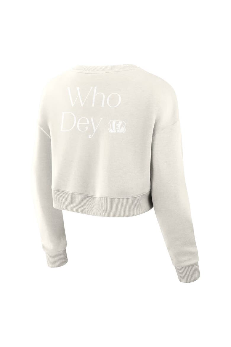 Women's Fanatics Cream Cincinnati Bengals Studio Cropped Pullover Sweatshirt, Alternate, color, Cream
