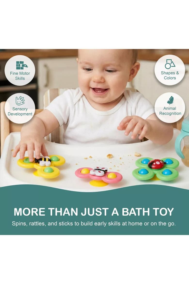 Suction Cup Spinner Sensory Bath Toy Set, Alternate, color, Multicolor
