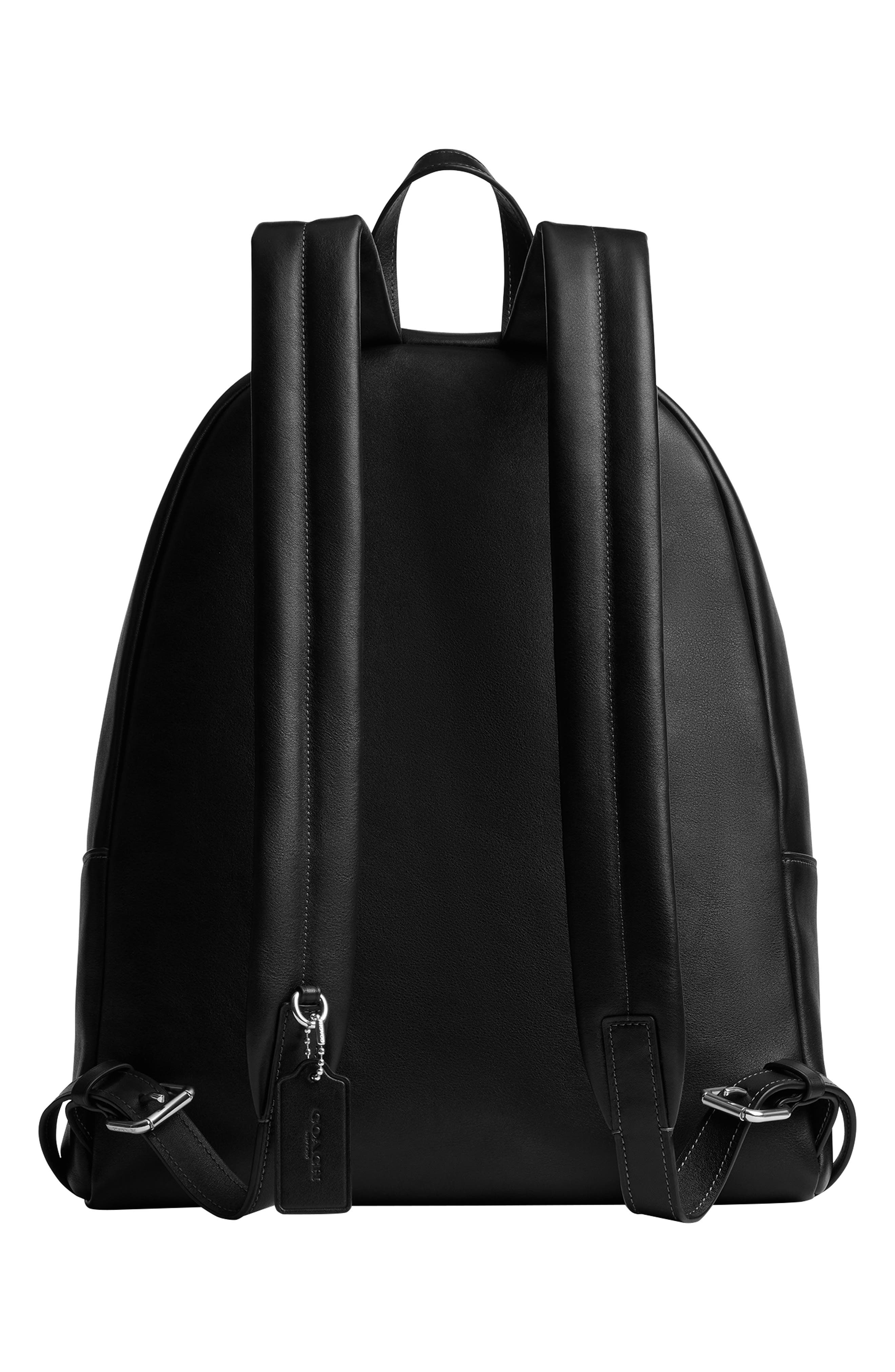 COACH Ridgewood Leather Backpack, Alternate, color, Black