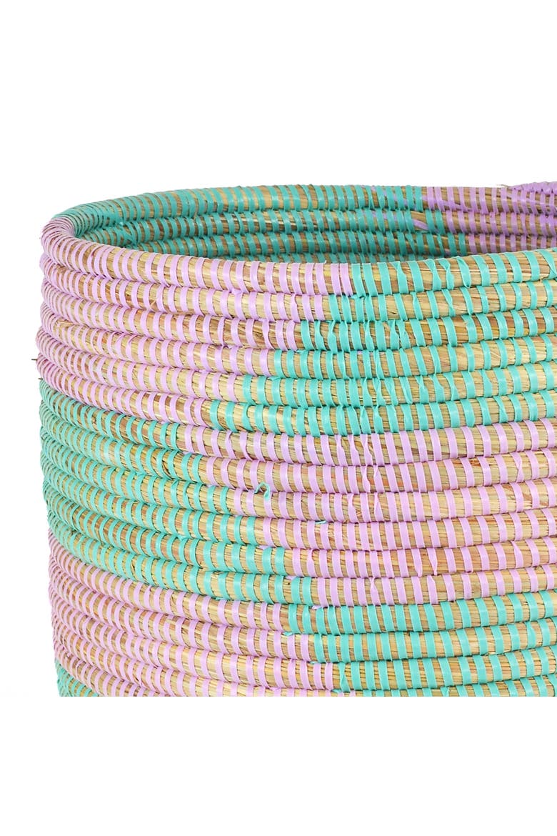 Herringbone Bath Bin Basket, Alternate, color, Aqua & Lavender