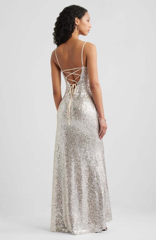 Bp. Tie Back Sequin Gown In Silver