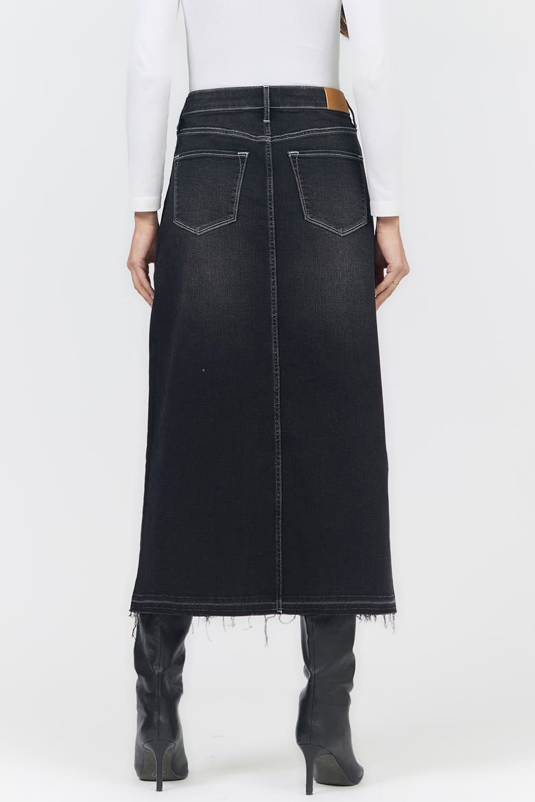 Vianna Denim Slit Midi Skirt, Alternate, color, Black Acid Wash