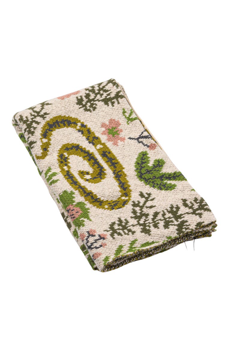 Storied Home Cotton Knit Baby Blanket with Snakes and Florals, Multicolor, Main, color, Green