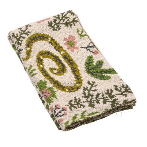 Cotton Knit Baby Blanket with Snakes and Florals, Multicolor