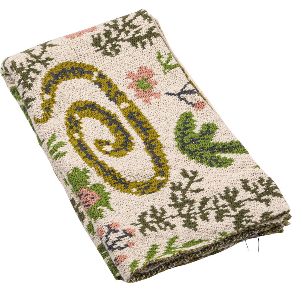 Storied Home Cotton Knit Baby Blanket With Snakes And Florals, Multicolor
