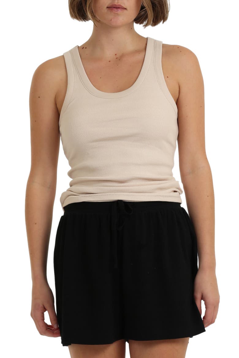 Ribbed Shelf Bra Tank, Main, color, SOFT CREAM