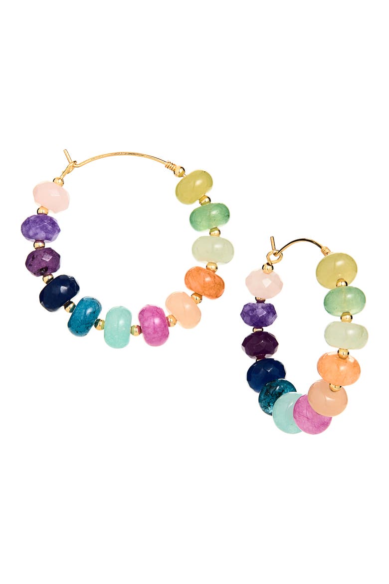 Beaded Hoop Earrings, Main, color, RAINBOW MULTI