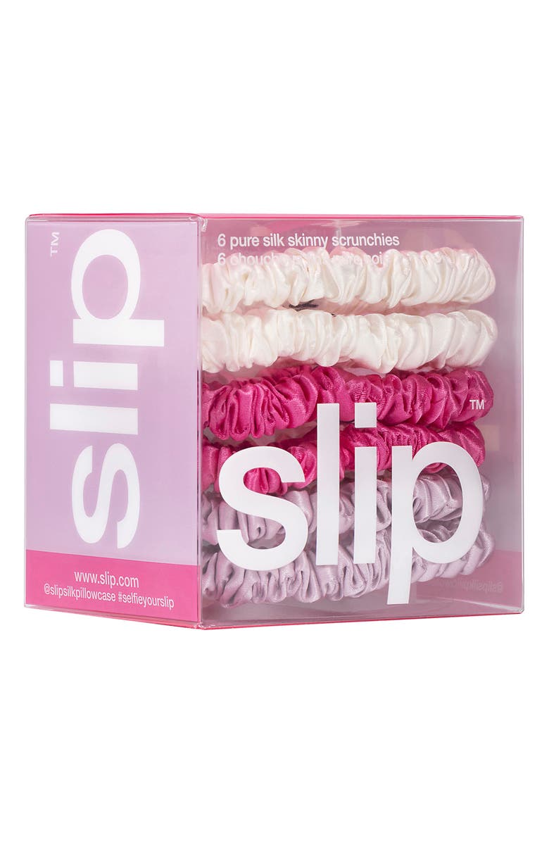 slip Sweet Pea Pure Silk Skinny 6-Pack Scrunchies, Alternate, color,