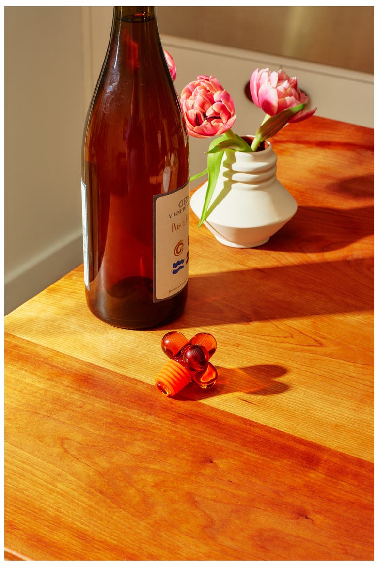 Hobnob Glass Bottle Stopper, Alternate, color, AMBER