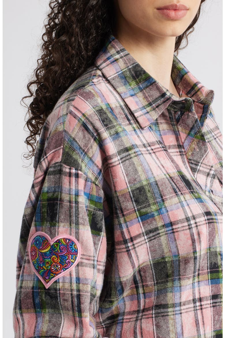 Paris Patch Plaid Shirt, Alternate, color, PINK