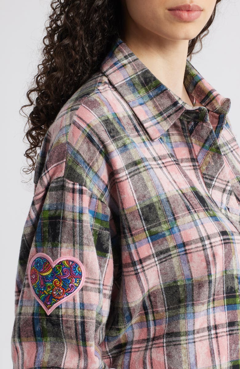 NIKKI LUND Paris Patch Plaid Shirt, Alternate, color, Pink