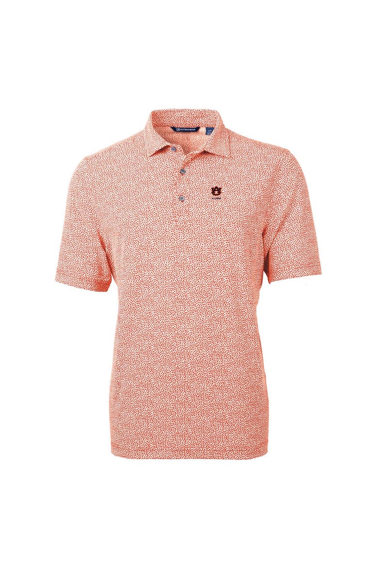 Men's Cutter & Buck  Orange Auburn Tigers Alumni Logo DryTec Virtue Eco Pique Botanical Print Recycled Polo, Alternate, color, Orange