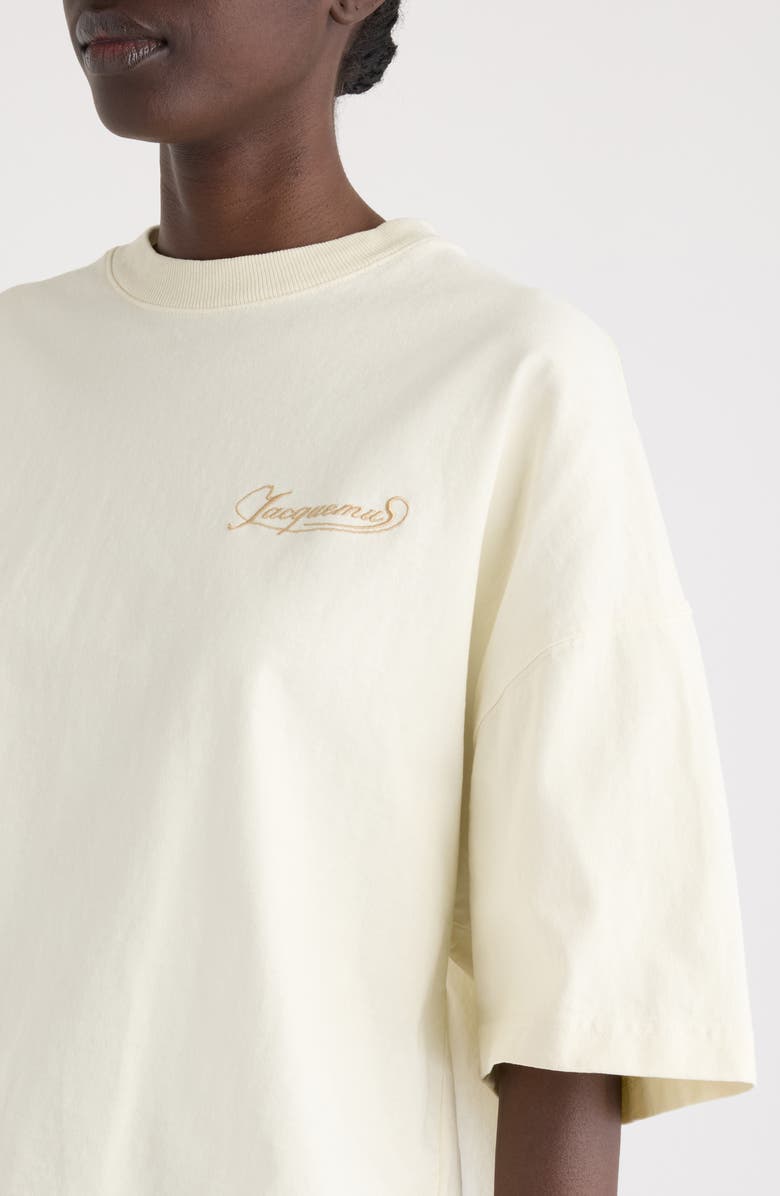 Jacquemus Le T-Shirt Corto Logo Embroidered T-Shirt, Alternate, color, Uni Club Beige