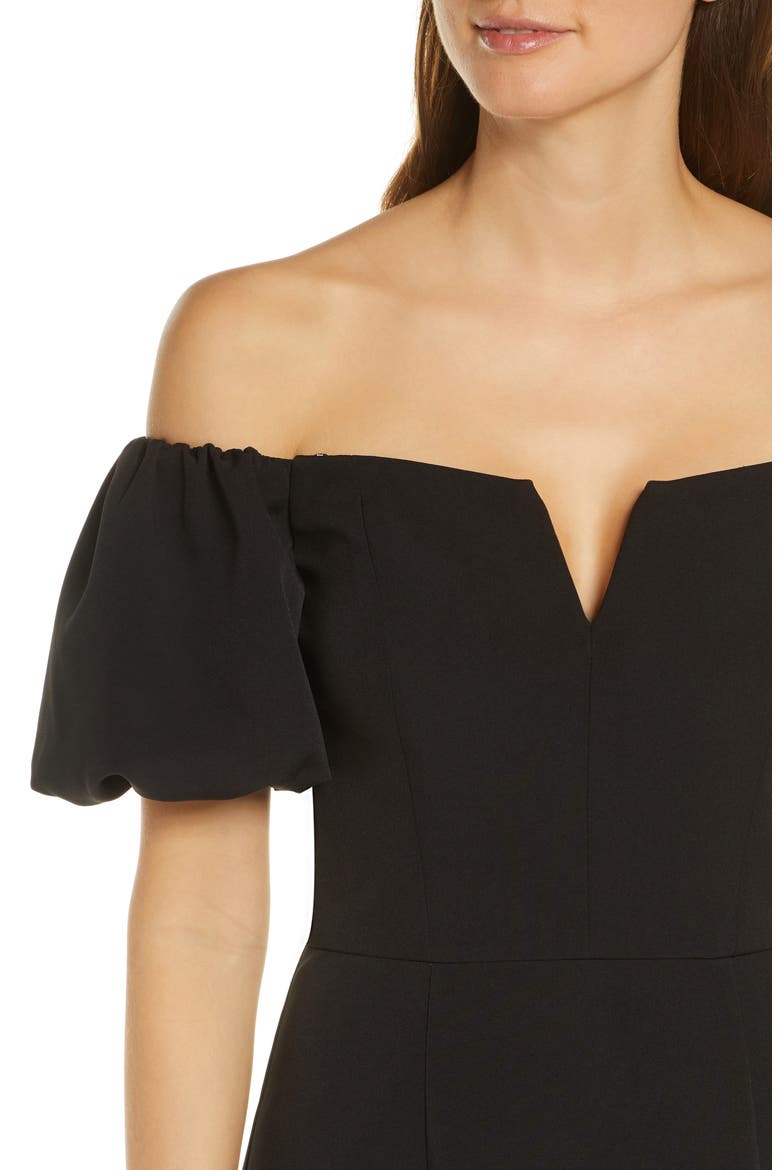 Off the Shoulder Cocktail Dress, Alternate, color, BLACK
