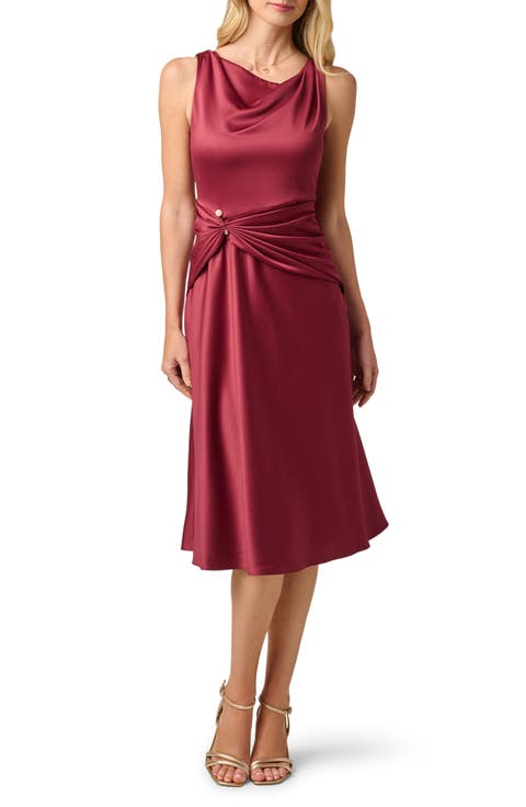 Cowl Neck Satin Crepe Dress