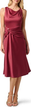 Adrianna Papell Cowl Neck Satin Crepe Dress
