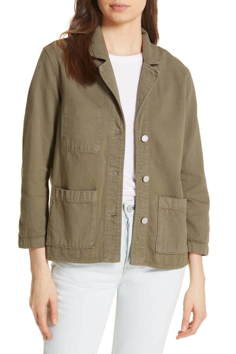 Ingrid Relaxed Denim Chore Jacket, Main, color, GREEN TAMBOURINE