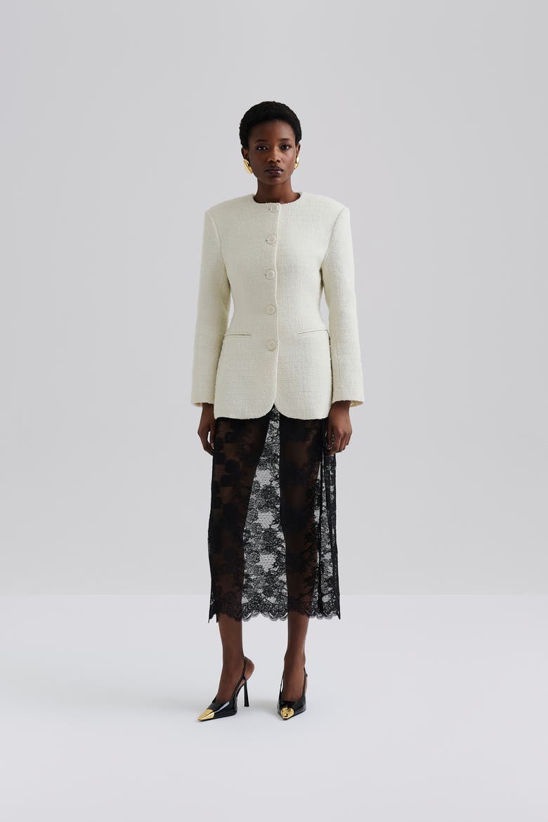 Carol Textured Round Neck Blazer, Alternate, color, Vanilla