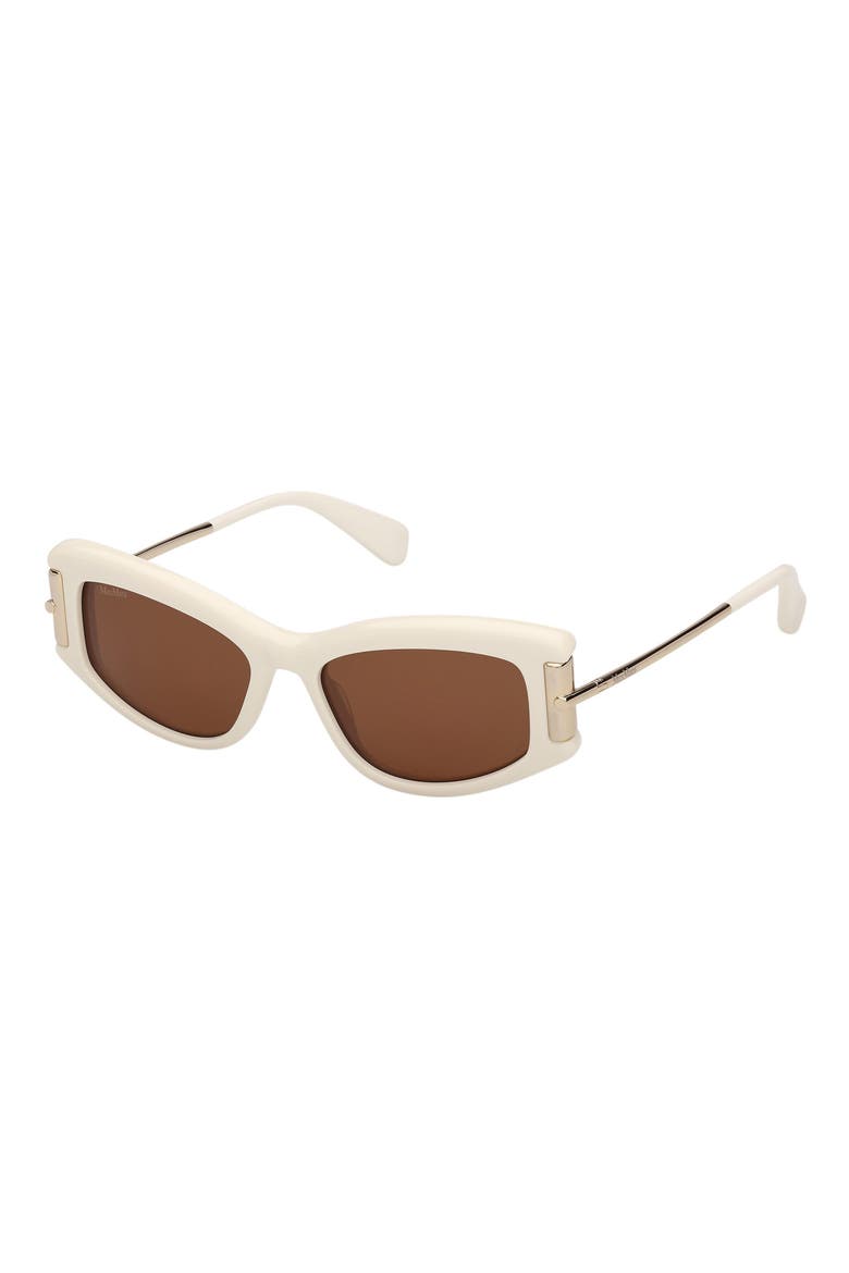 52mm Cat Eye Sunglasses, Alternate, color, SHINY WHITE PALE GOLD / BROWN