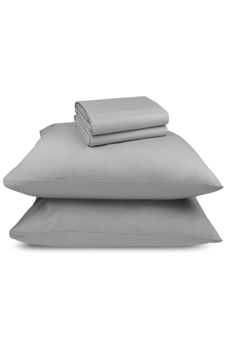 CALIFORNIA DESIGN DEN Signature Comfort 100% Egyptian Cotton Breatheable Percale Sheet Set, Alternate, color, Light Grey