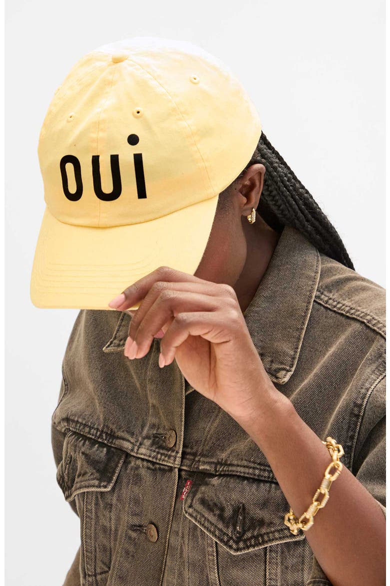 Oui Baseball Cap, Alternate, color, BUTTER W PRINTED BLACK OUI