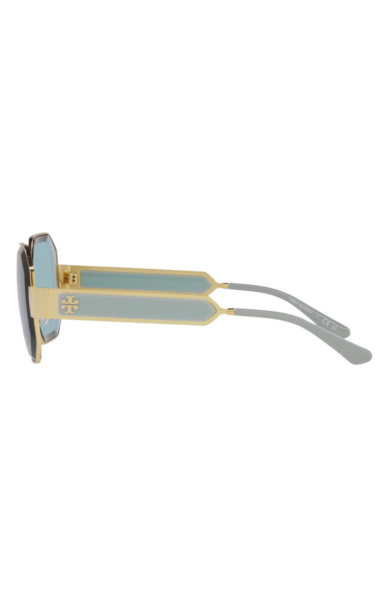 Tory Burch 60mm Tinted Geometric Sunglasses, Alternate, color, Azure
