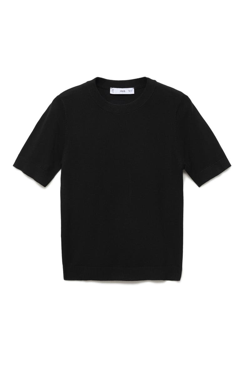Short Sleeve Sweater, Main, color, BLACK