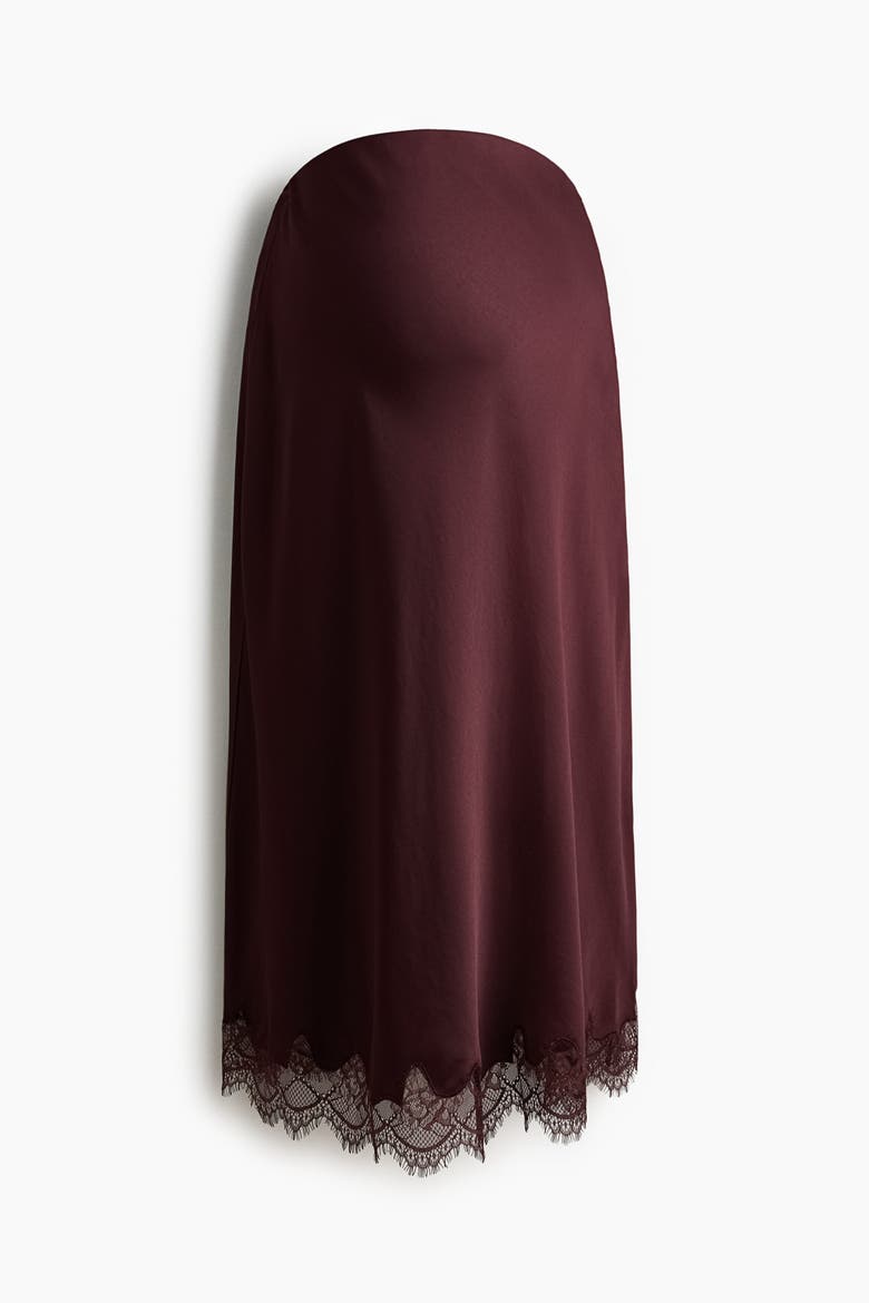 Mama Lace-trimmed Slip Skirt, Alternate, color, Burgundy