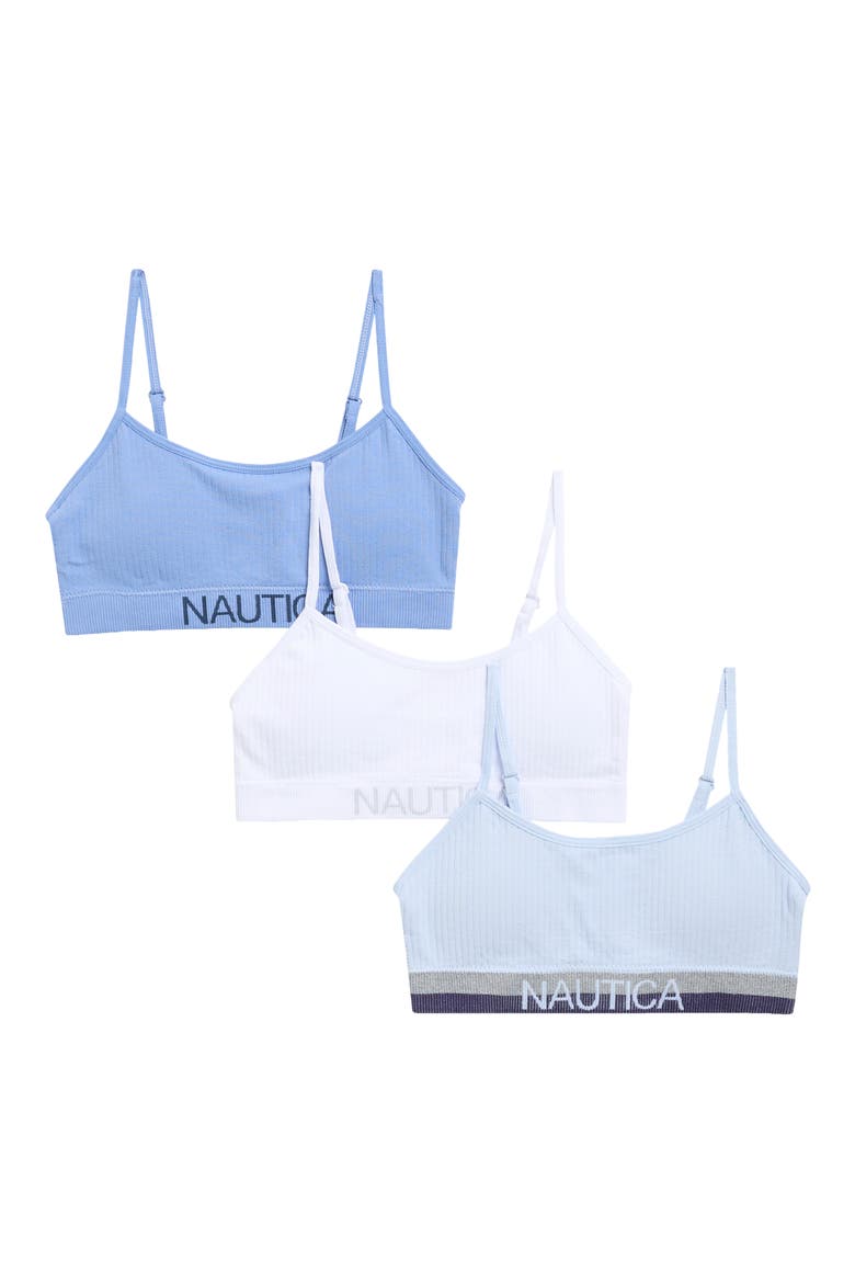 Kids' 3-Pack Seamless Bralettes, Main, color, HALOGEN BLUE/ WHT/ SAPPHIRE