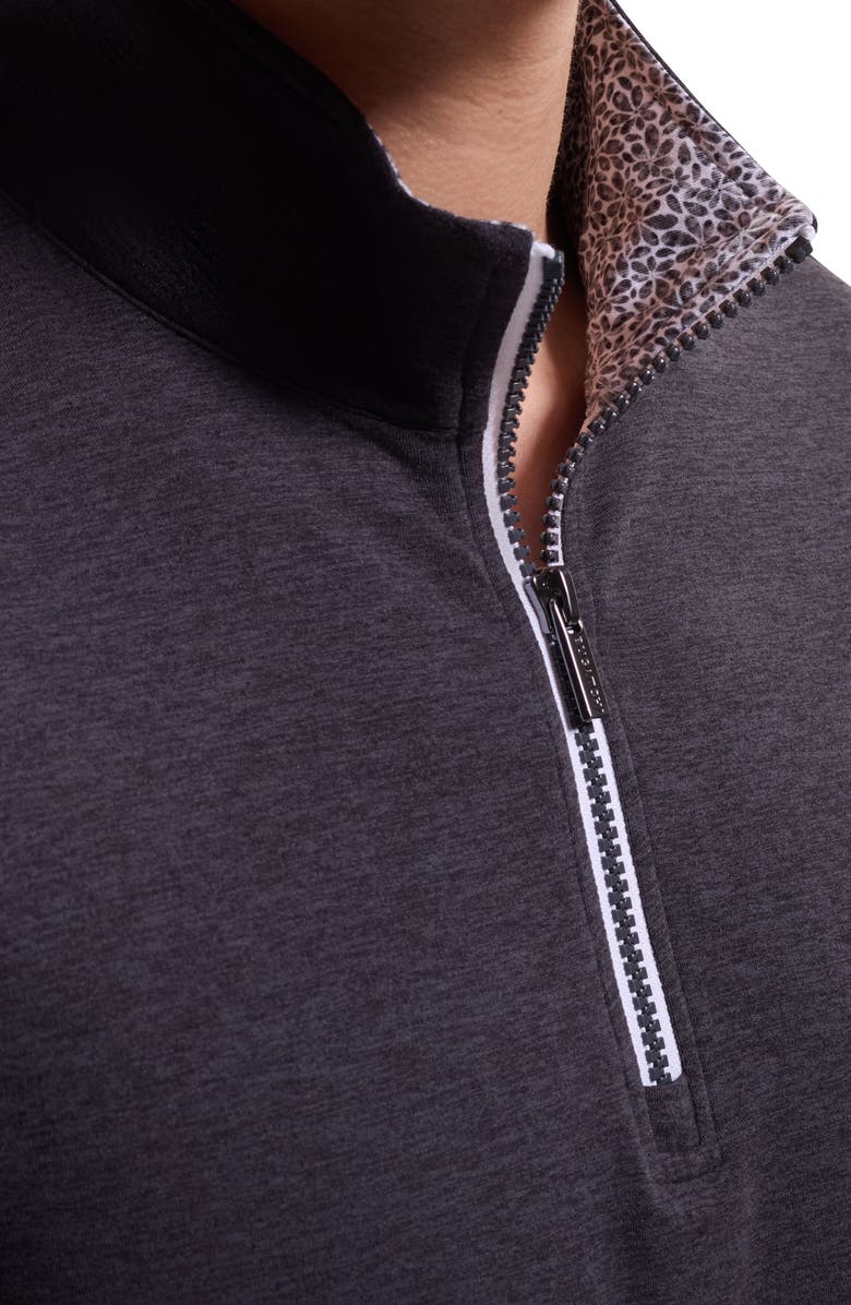 Bugatchi Mélange Quarter Zip Pullover, Alternate, color, Black