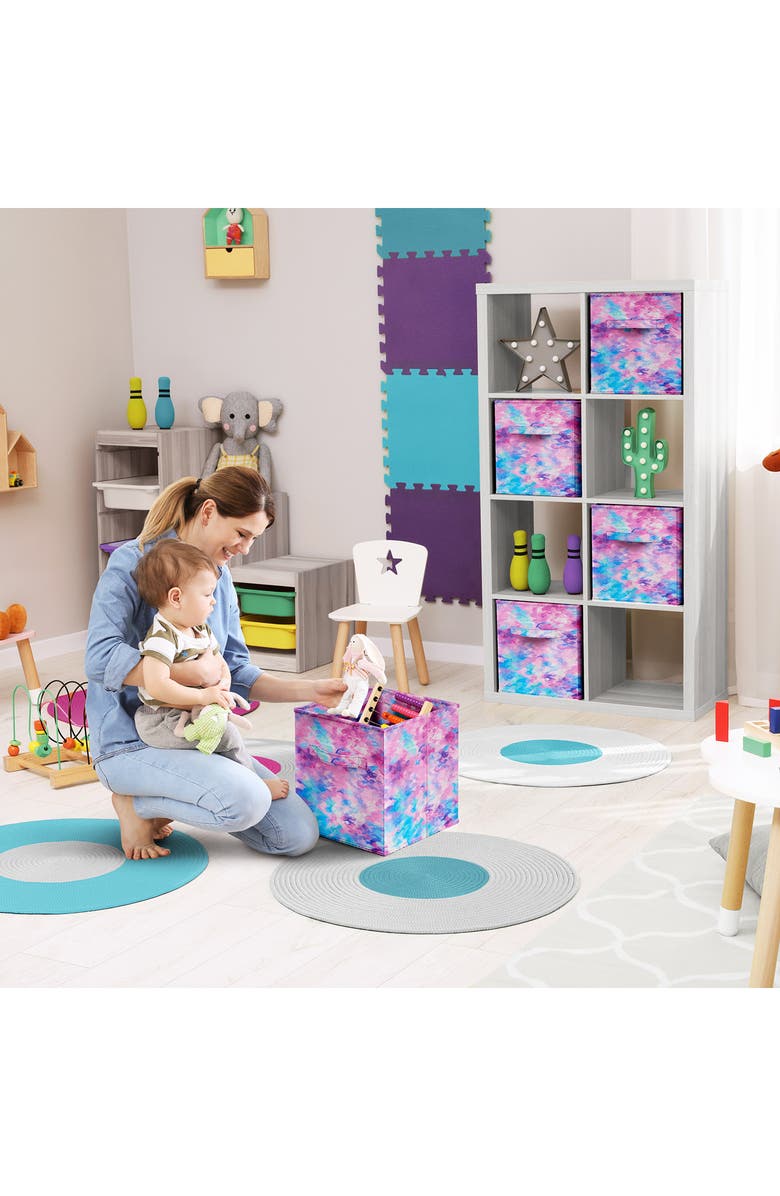 SORBUS 6-Pack Collapsible Storage Bins, Alternate, color, Tie- Dye Purple/Blue