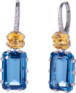 Kahn High Jewelry London Blue Topaz & Citrine Earrings with Diamonds