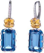 Kahn High Jewelry London Blue Topaz & Citrine Earrings with Diamonds