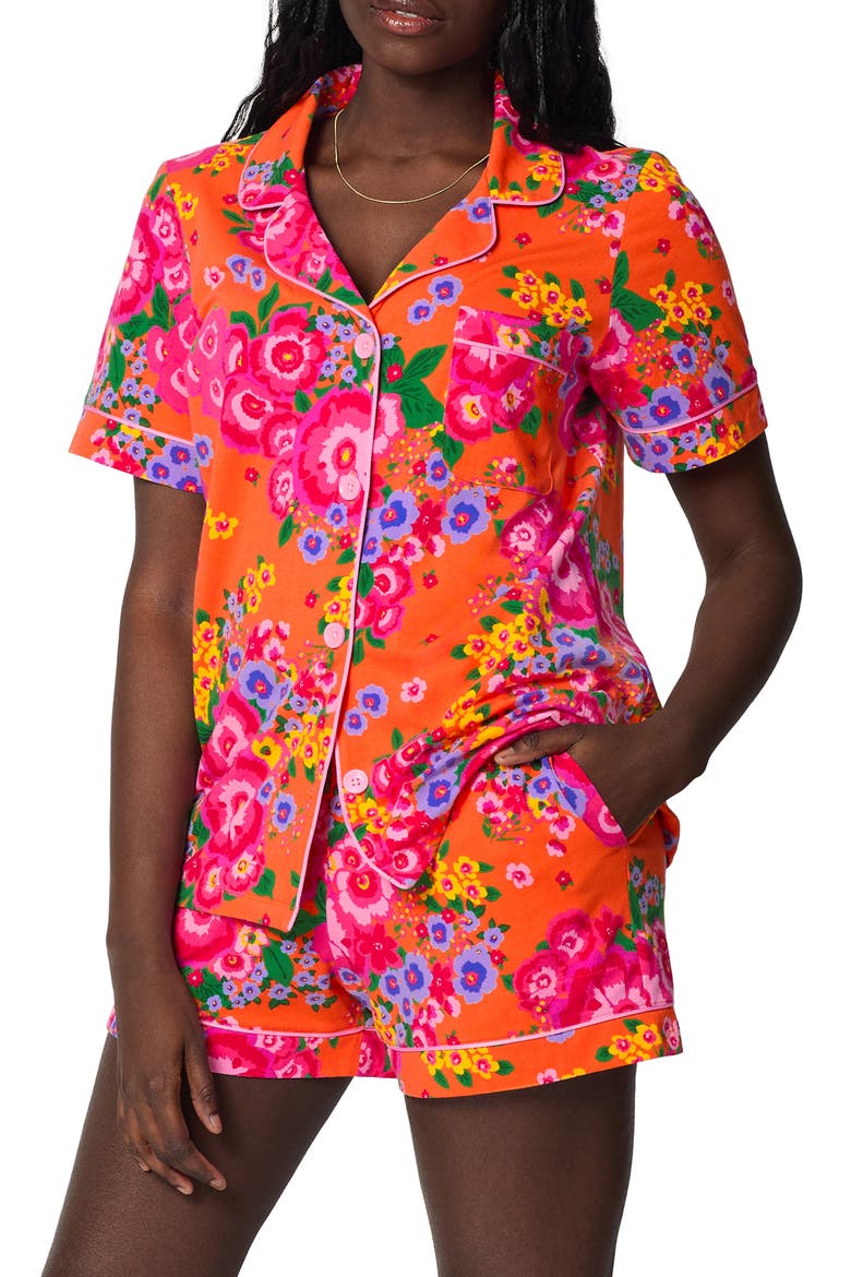 Print Stretch Organic Cotton Short Pajamas, Alternate, color, RAVELLO BLOOMS