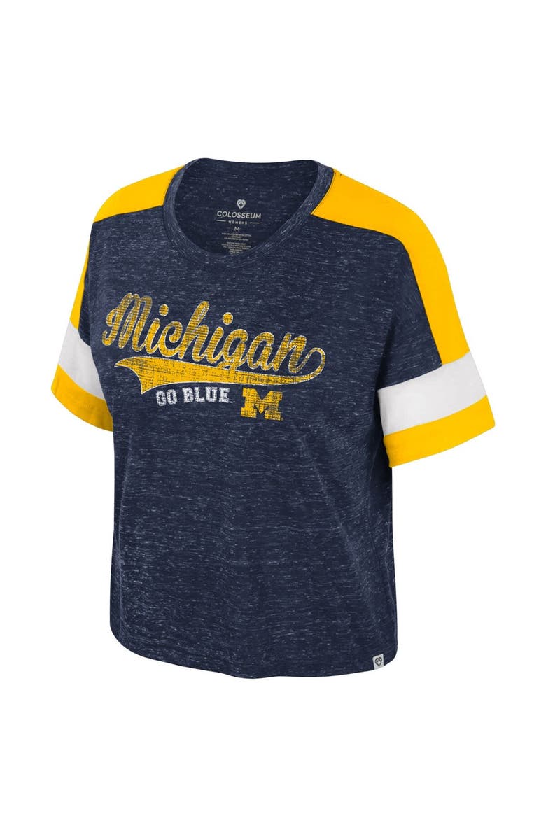 COLOSSEUM Women's Colosseum Navy Michigan Wolverines Ruth Color Block Scoop Neck T-Shirt, Alternate, color, 
