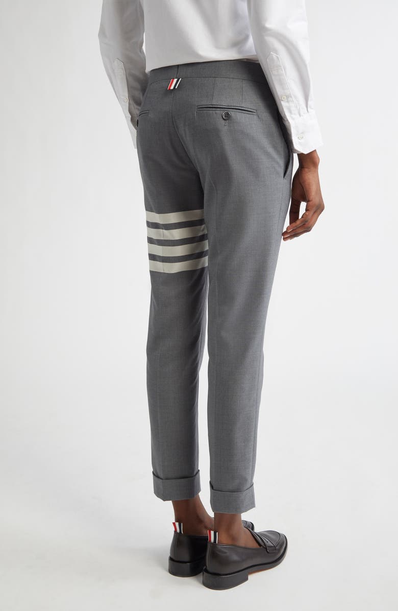 Thom Browne 4-Bar Wool Crop Skinny Pants, Alternate, color, Med Grey