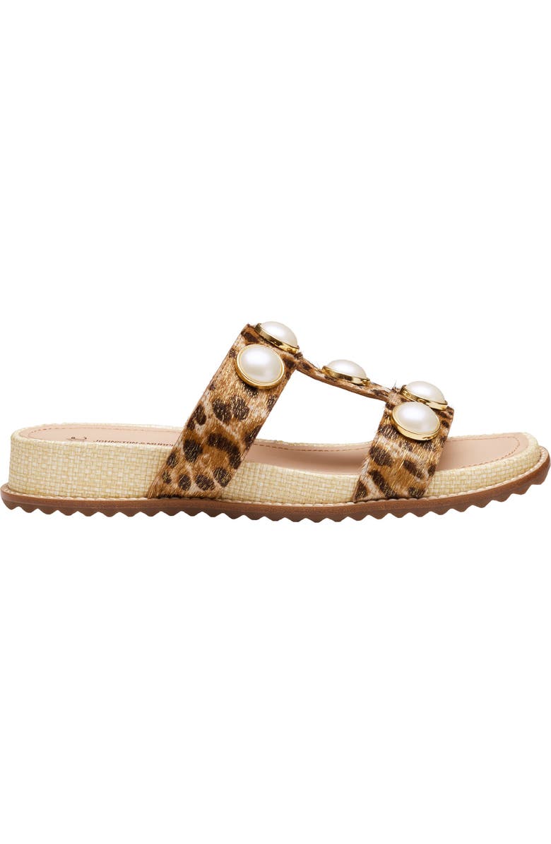 Johnston & Murphy Chandler Embellished Genuine Calf Hair Wedge Slide Sandal, Alternate, color, Gold Leopard Haircalf