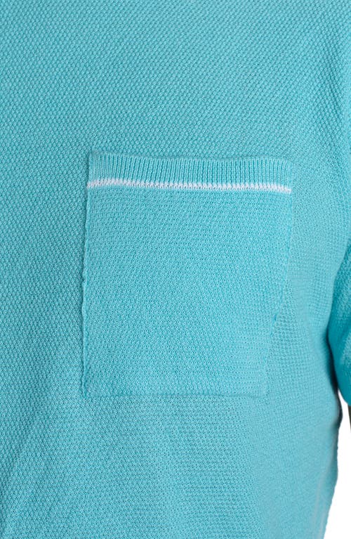Studio Garnet Los Angeles Textured Short Sleeve Cotton Sweater In Turquoise
