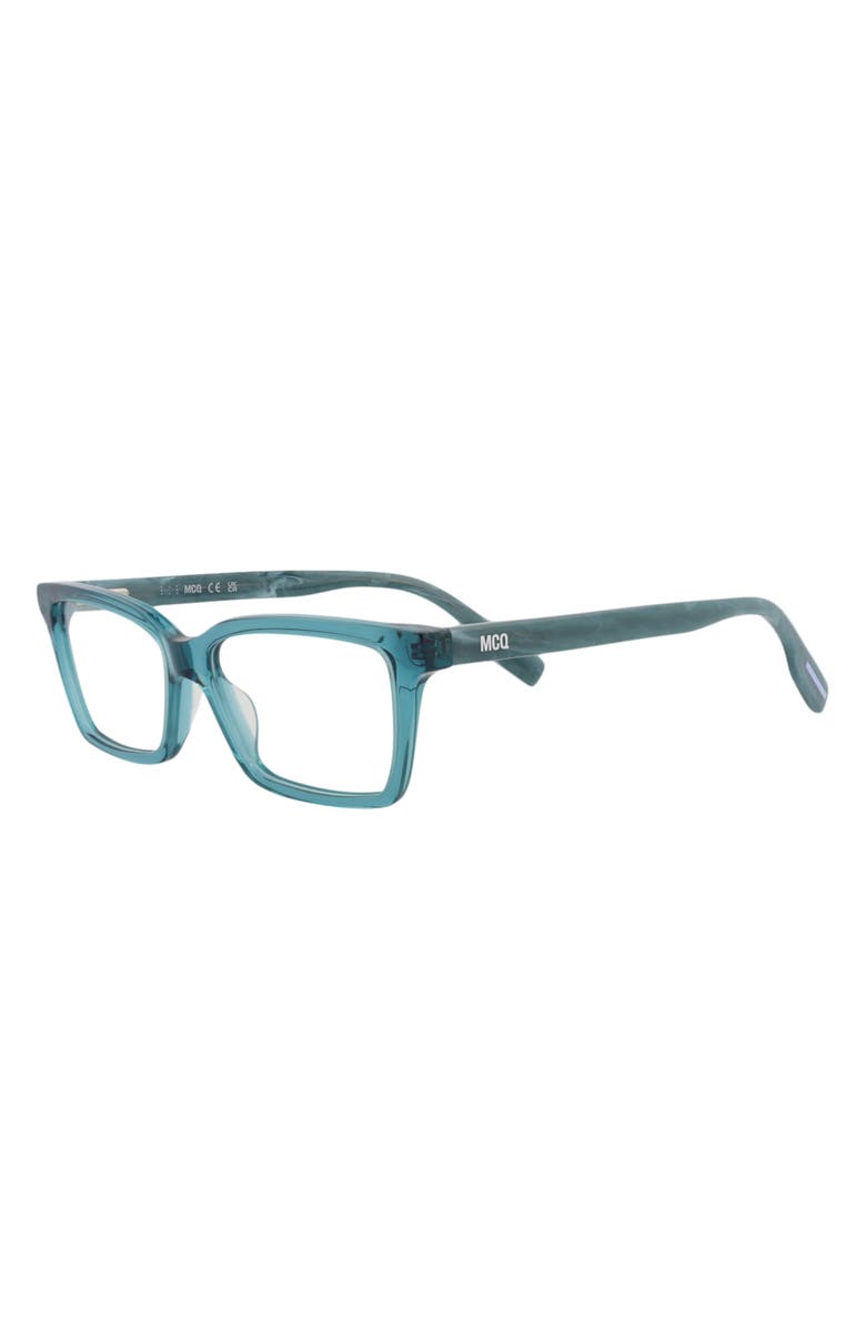 McQueen 51mm Rectangular Optical Glasses, Alternate, color, Blue Blue Transparent