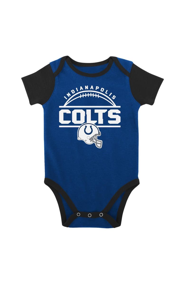 Outerstuff Newborn & Infant Royal/Black Indianapolis Colts Home Field Advantage Three-Piece Bodysuit, Bib & Booties Set, Alternate, color, Royal