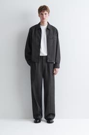 COS Pinstriped Denim Zip-Up Overshirt