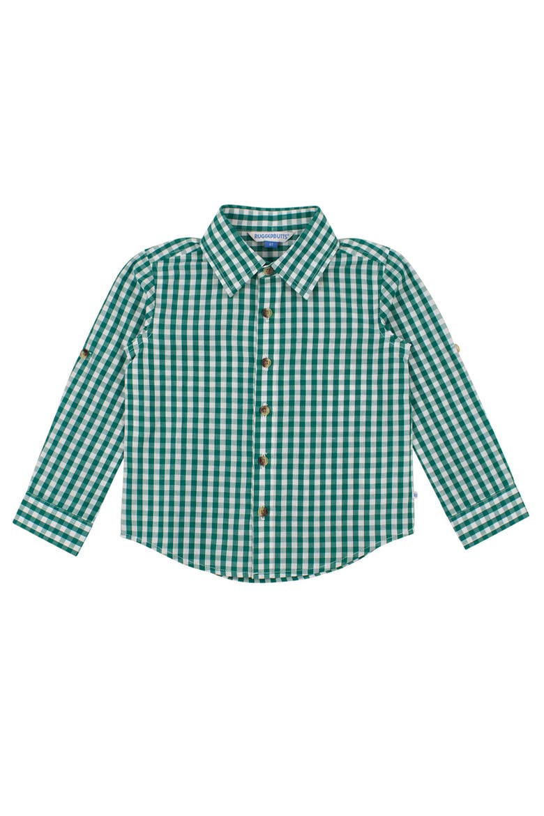 Boys Long Sleeve Button Down Shirt, Main, color, Classic Emerald Green Gingham