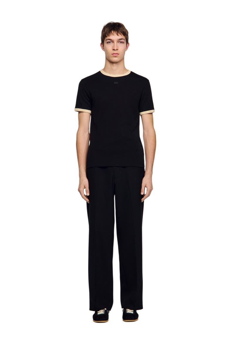 Two-tone patch T-shirt, Alternate, color, Black