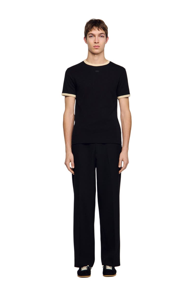SANDRO Two-tone patch T-shirt, Alternate, color, Black