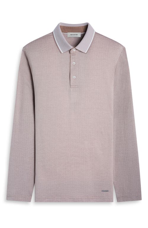 Bugatchi Mercerized Cotton Long Sleeve Polo In Neutral