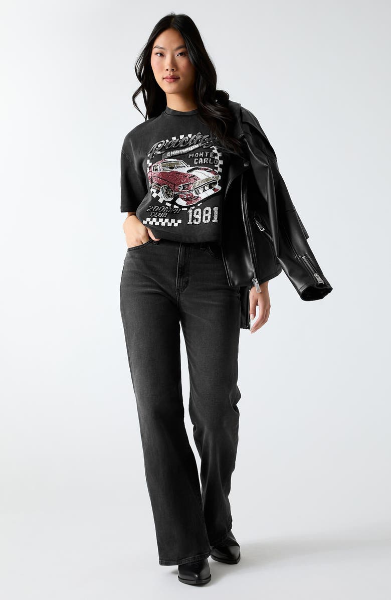 GUESS Beaded Race Car T-Shirt, Alternate, color, Black Open