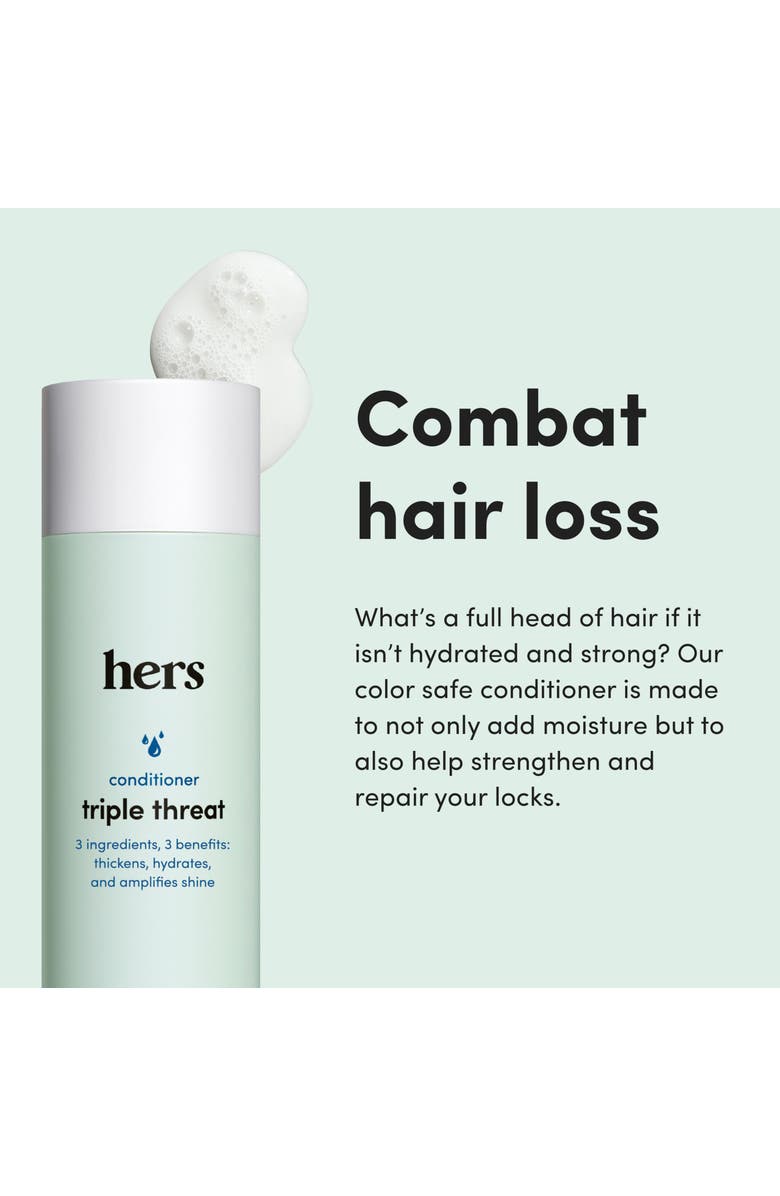 HIMS & HERS Triple Threat Hydrating Conditioner  Repairing, Shine-Boosting, Amino Acid Blend with Argan, Coconut & Sunflower Oils, Alternate, color, Blue-Green