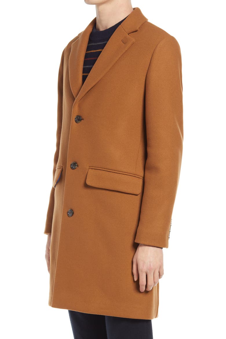 The Stretch Wool Blend Water Repellent Topcoat, Alternate, color, CAMEL