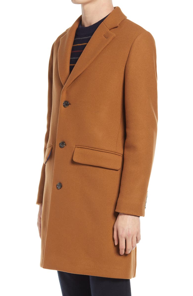 Bonobos The Stretch Wool Blend Water Repellent Topcoat, Alternate, color, Camel